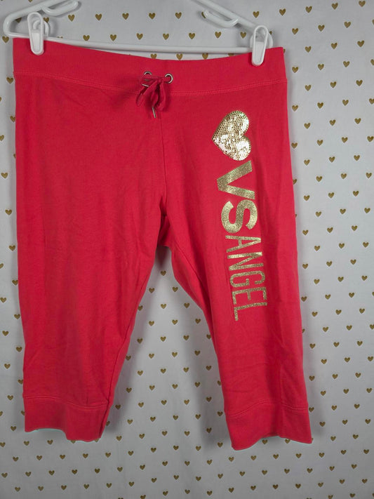 Victorias Secret VS ANGEL BLING Gold Sequined Capri Joggers Sweats red MEDIUM