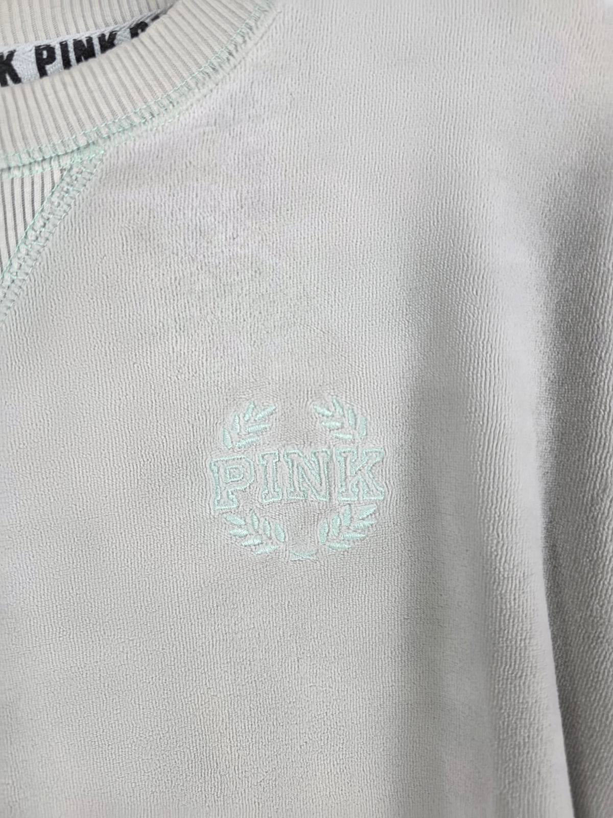 Victorias Secret Pink Vintage Style Crew Sweater Shirt Long Sleeve Grey XS