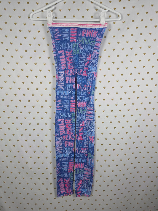 Victorias Secret PINK PHI BETA PINK VINTAGE RARE Logo Tights SMALL