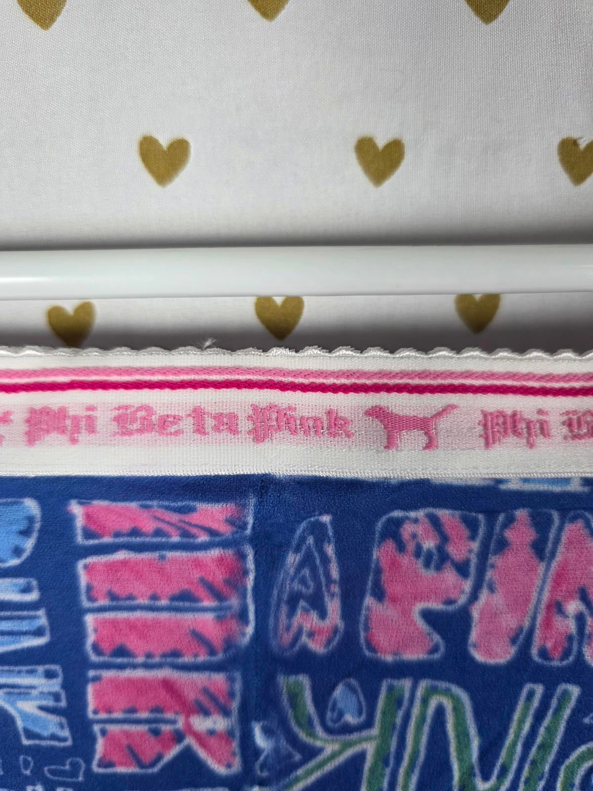 Victorias Secret PINK PHI BETA PINK VINTAGE RARE Logo Tights SMALL