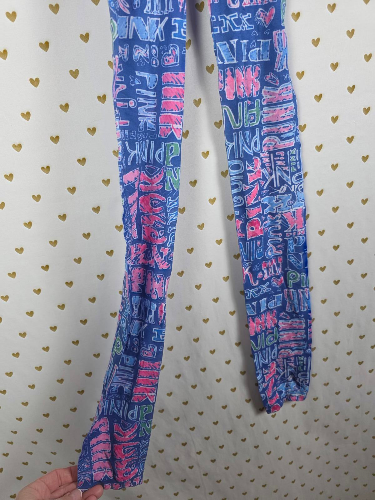 Victorias Secret PINK PHI BETA PINK VINTAGE RARE Logo Tights SMALL