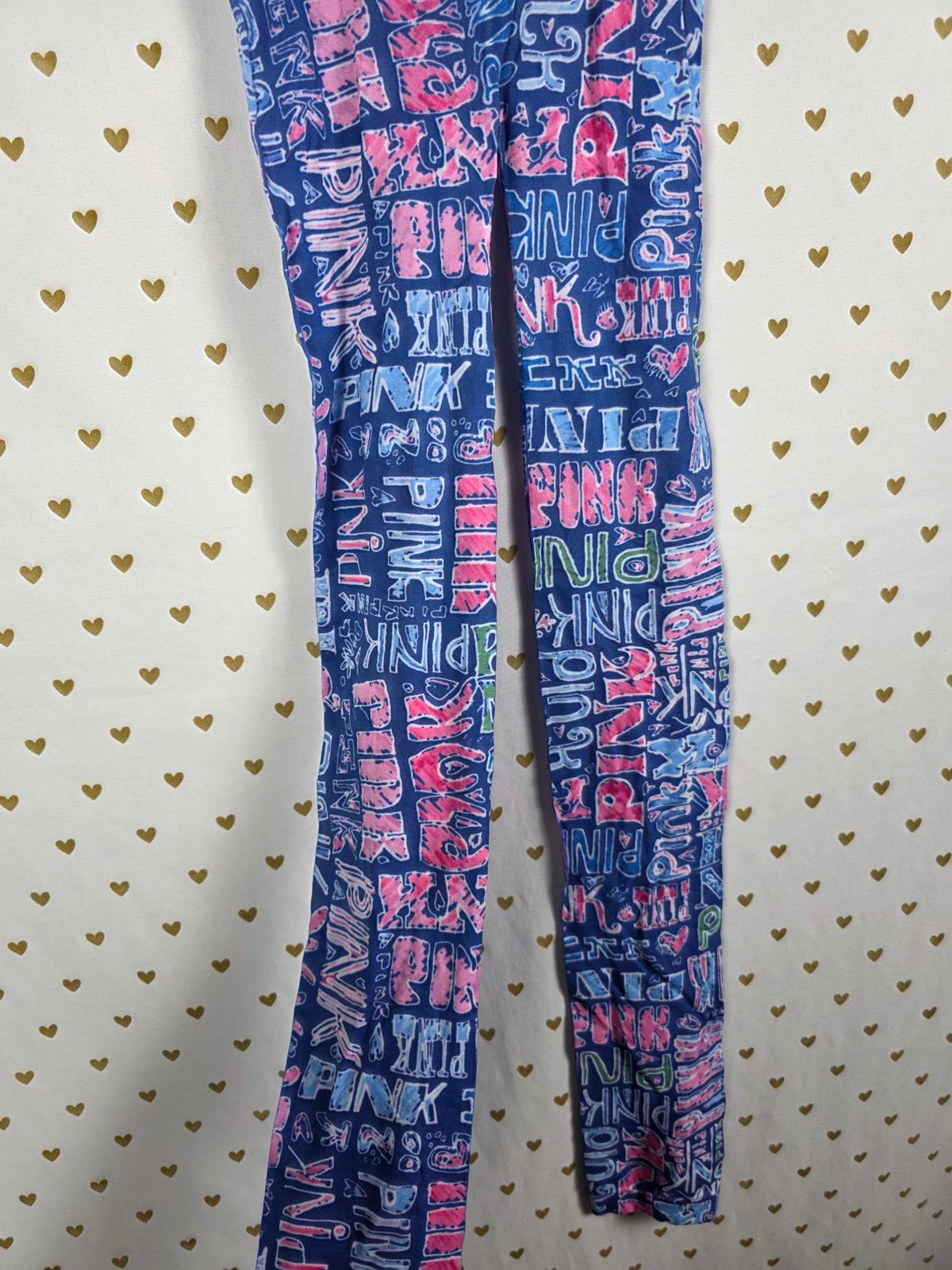 Victorias Secret PINK PHI BETA PINK VINTAGE RARE Logo Tights SMALL