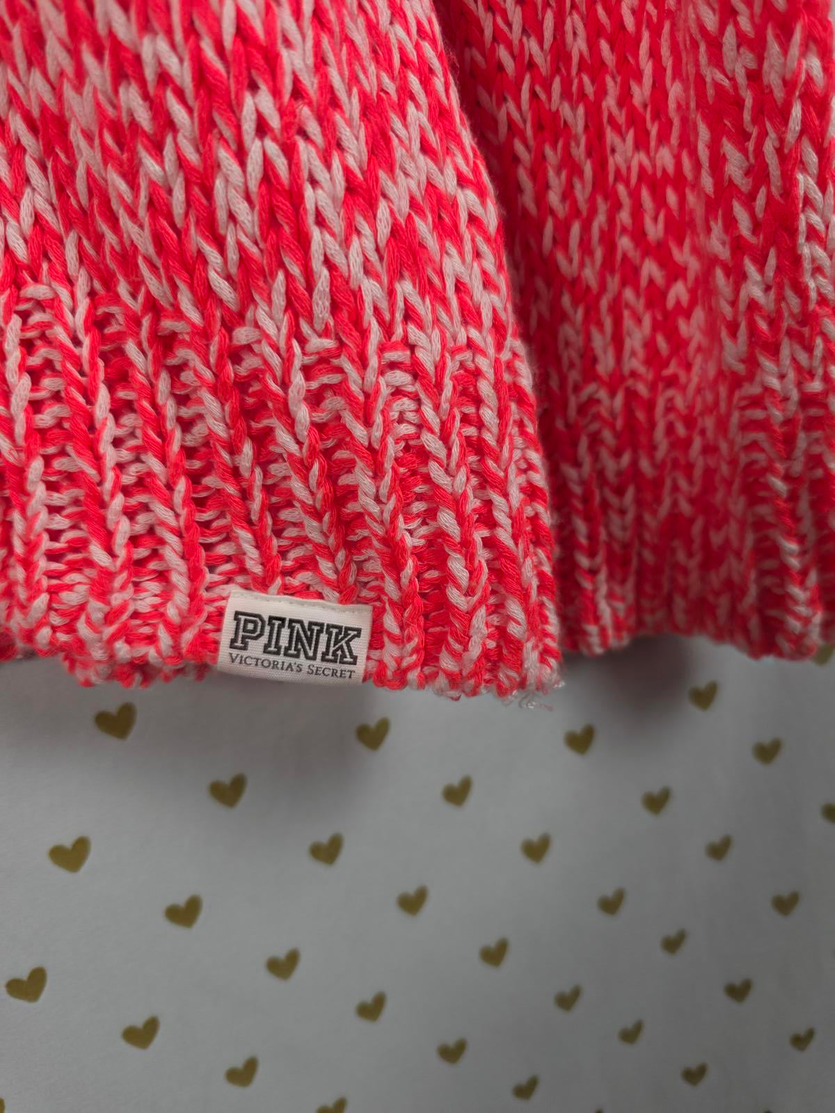 Victorias Secret Pink Neon Knit Logo Sweater Pullover Long sleeve SMALL