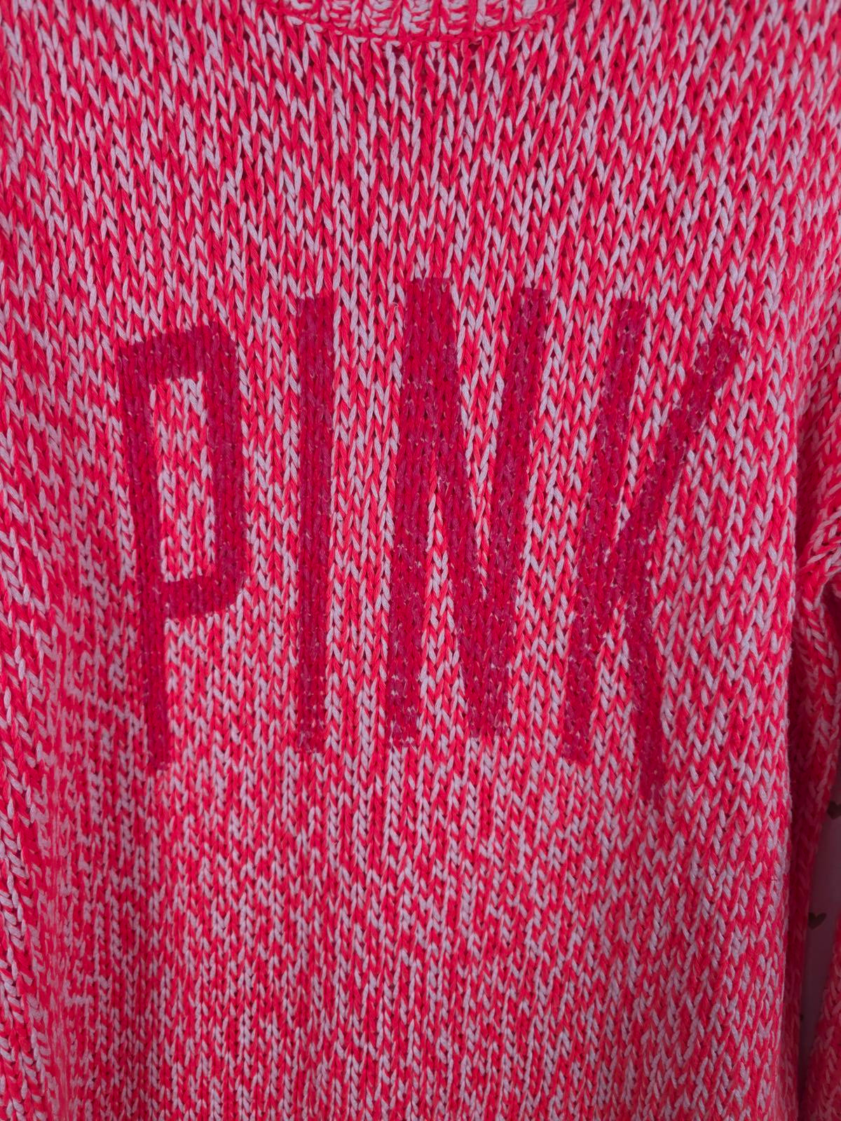 Victorias Secret Pink Neon Knit Logo Sweater Pullover Long sleeve SMALL