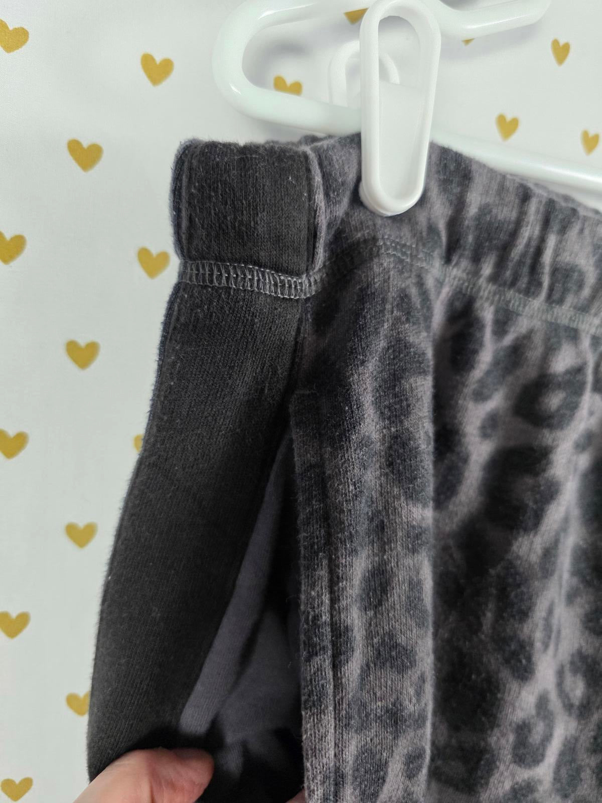 Victorias Secret PINK Flare Sweatpants LEOPARD CHEETAH grey Logo Sweats LARGE