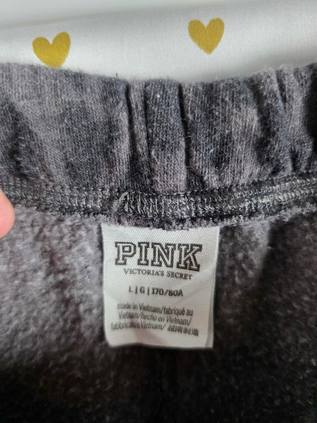 Victorias Secret PINK Flare Sweatpants LEOPARD CHEETAH grey Logo Sweats LARGE