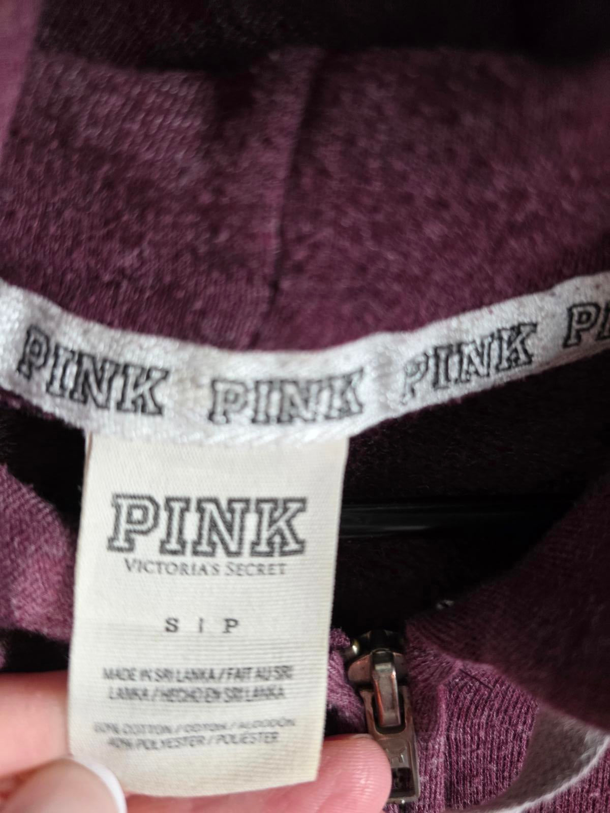 Victorias Secret Pink BLING SEQUINED Full Zip Hoodie Jacket Dog Logo SMALL