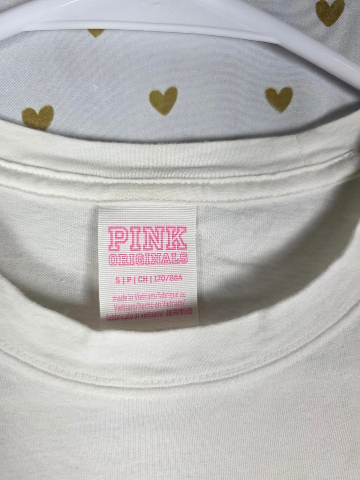 Victorias Secret Pink CAMPUS ORIGINALS Glitter HEART BLING Hoodie TEE SHIRT SET