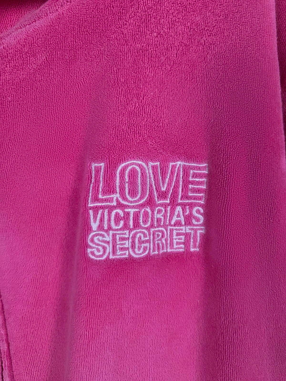 Victorias Secret PINK VINTAGE Y2k LOVE Terry Cloth ROBE Full ZIp DRESS Hooded SM
