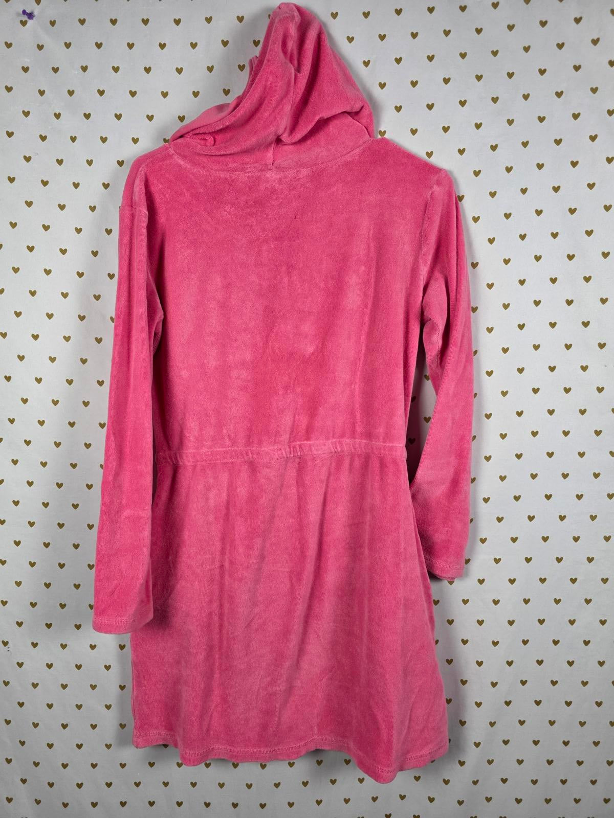 Victorias Secret PINK VINTAGE Y2k LOVE Terry Cloth ROBE Full ZIp DRESS Hooded SM