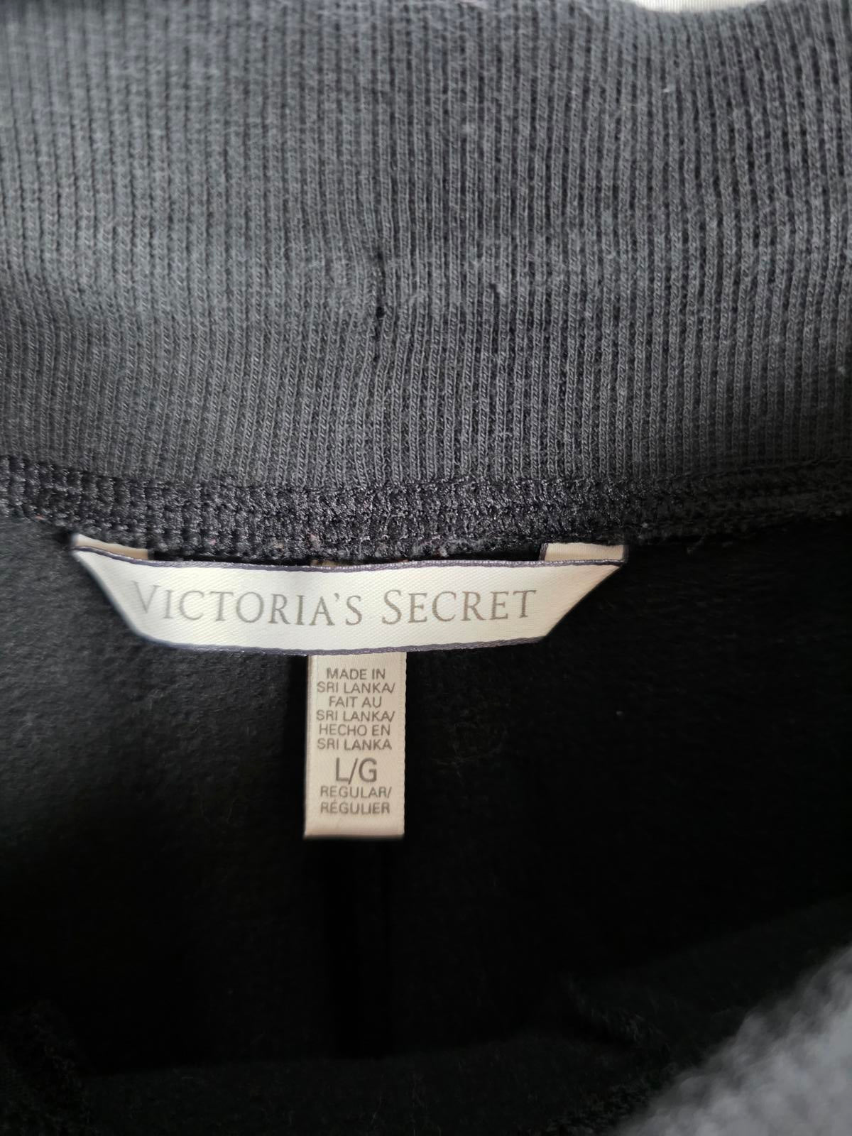 Victorias Secret WINGS BLING Sequined Flare Sweats Black Silver LARGE