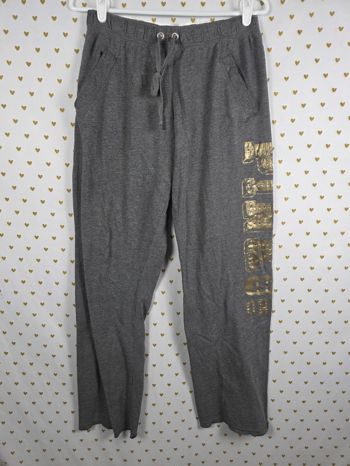 Victorias Secret PINK VINTAGE GOLD BLING UNIVERSITY Sweats Diaper Butt Boyfriend