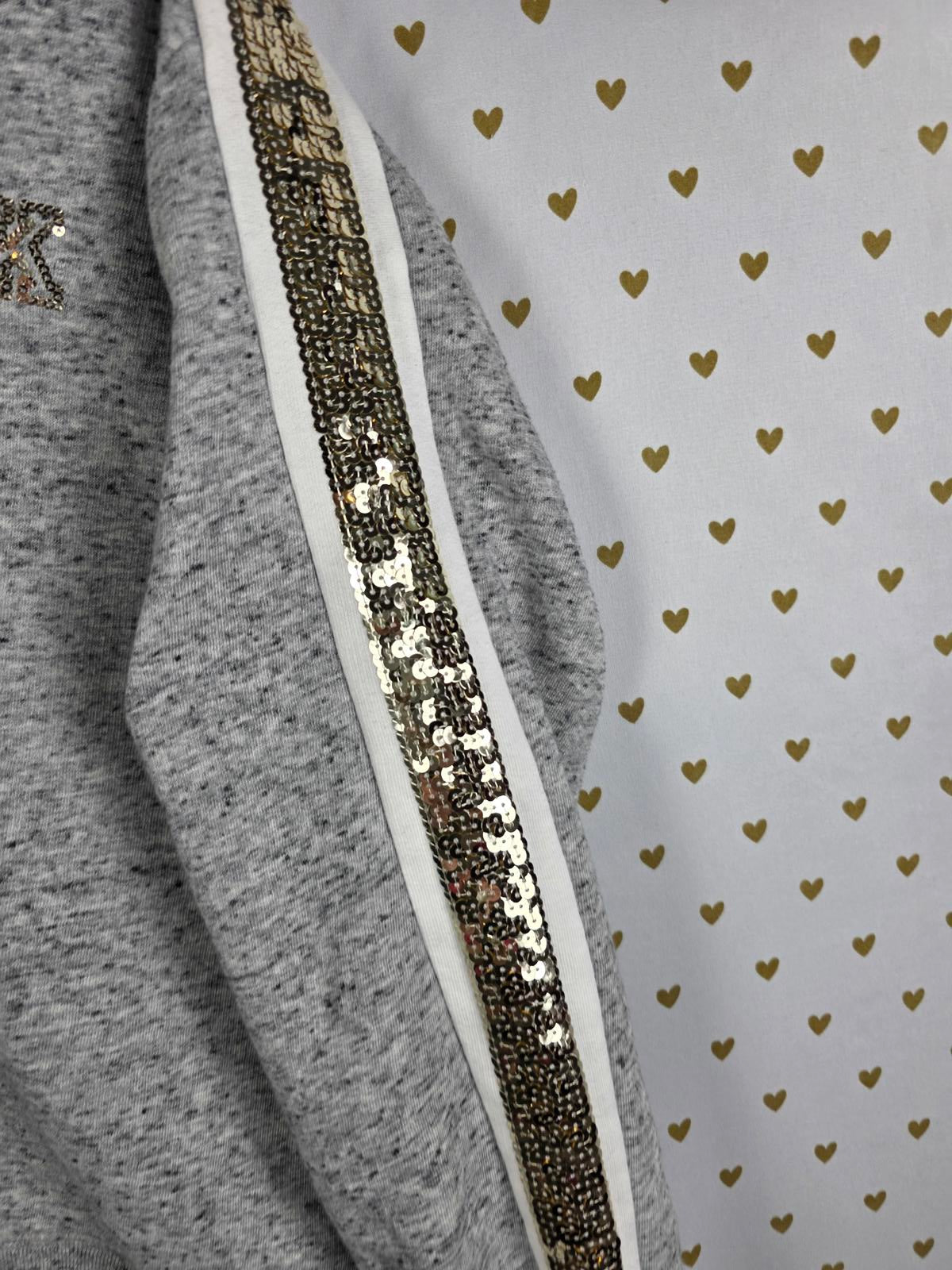 Victorias Secret Pink BLING SEQUINED Rose LOVE Pullover Hoodie Sweater XS