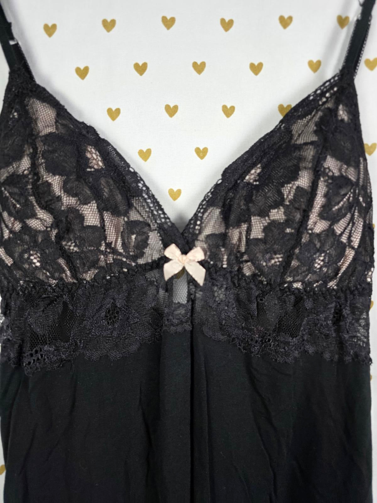 Victorias Secret Medium Black Lace Lined Super Soft Sleep Dress Nightie Lingerie
