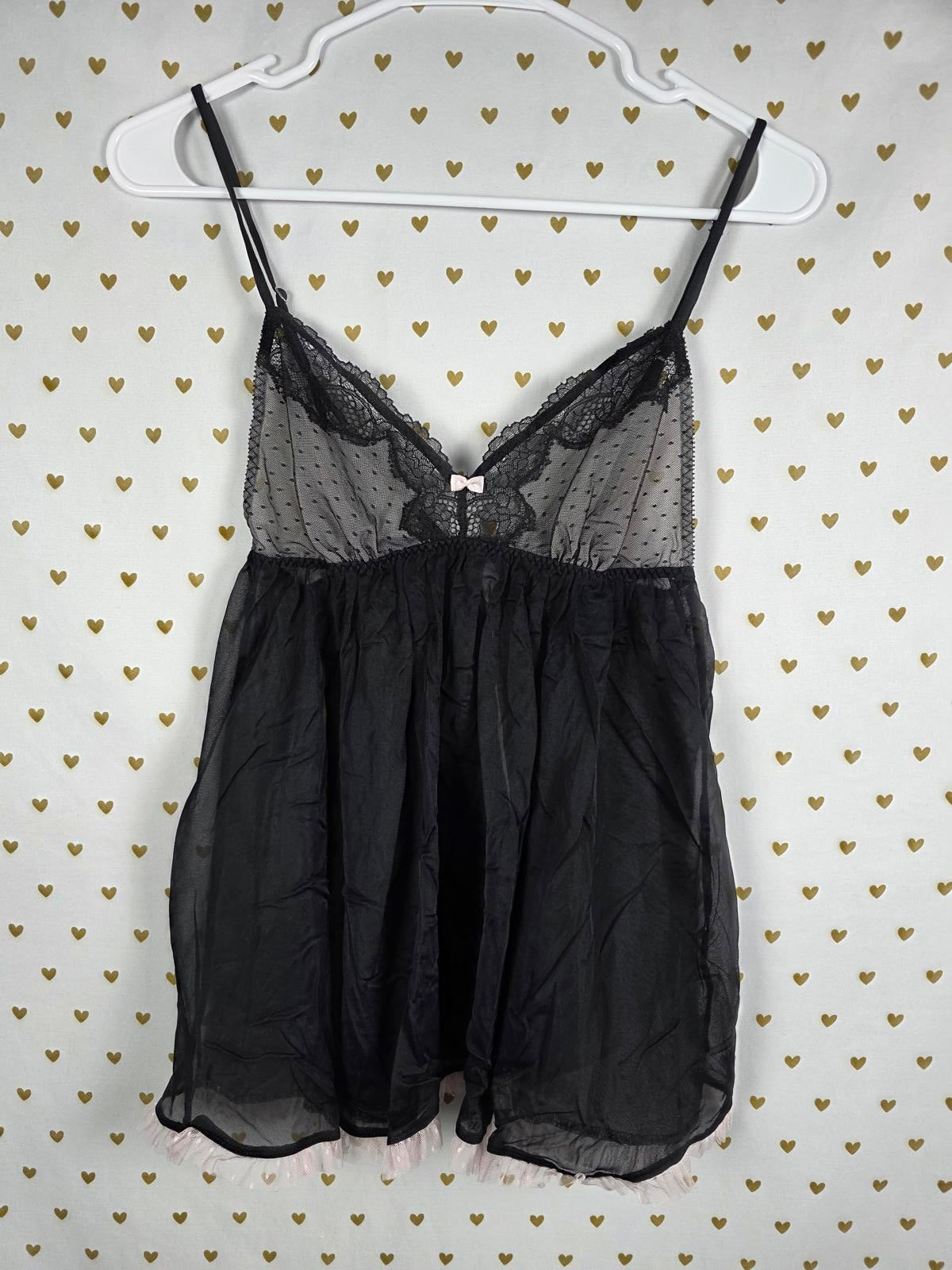 Victorias Secret Sheer Black Sexy Nightie Babydoll Lingerie Nightie MEDIUM
