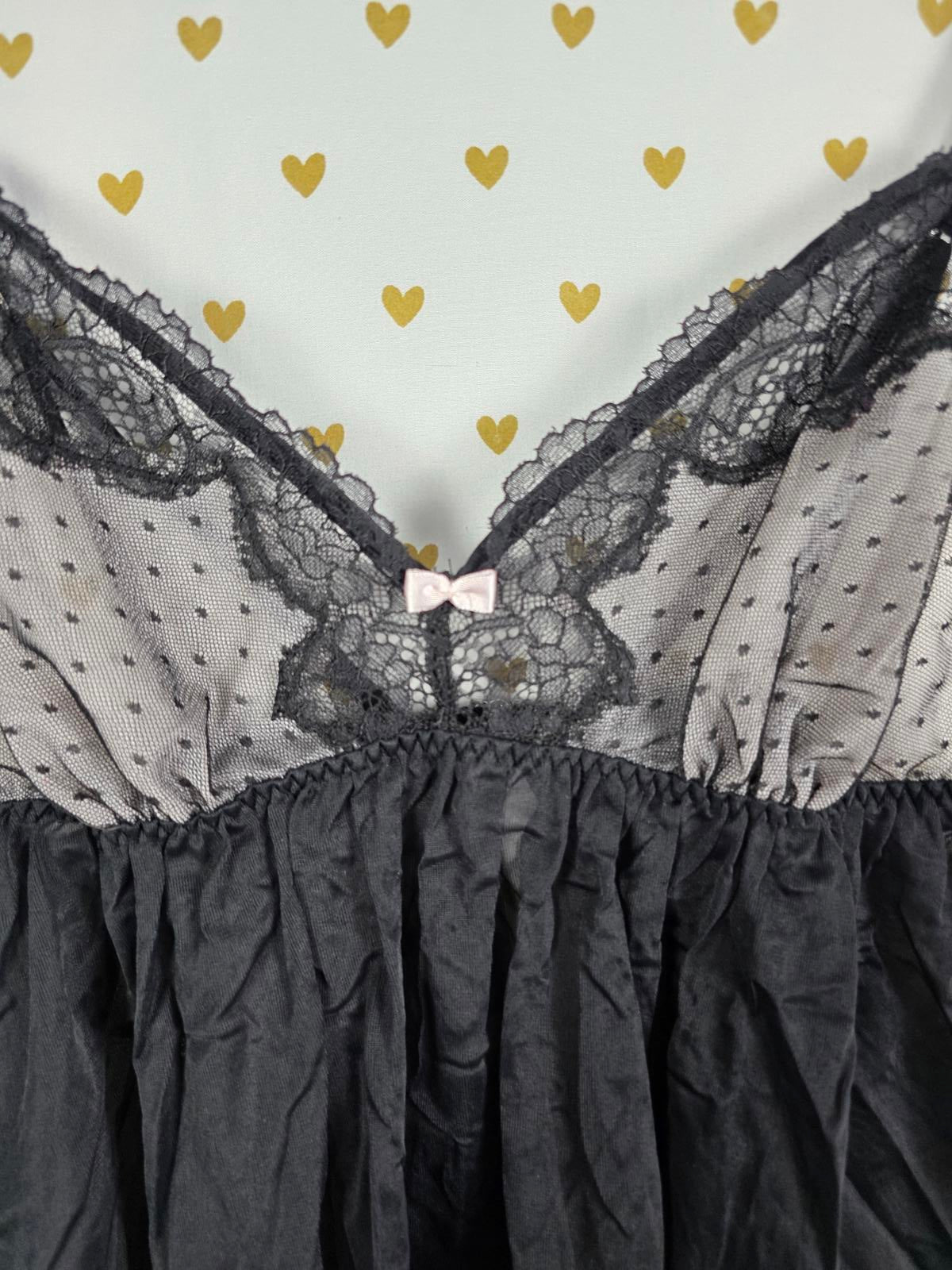 Victorias Secret Sheer Black Sexy Nightie Babydoll Lingerie Nightie MEDIUM