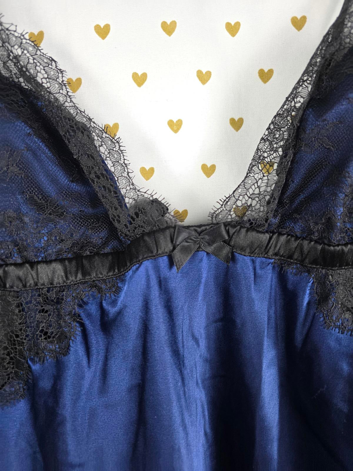 Victorias Secret medium Silky Satin Blue Babydoll Nightie Slip Dress Lingerie