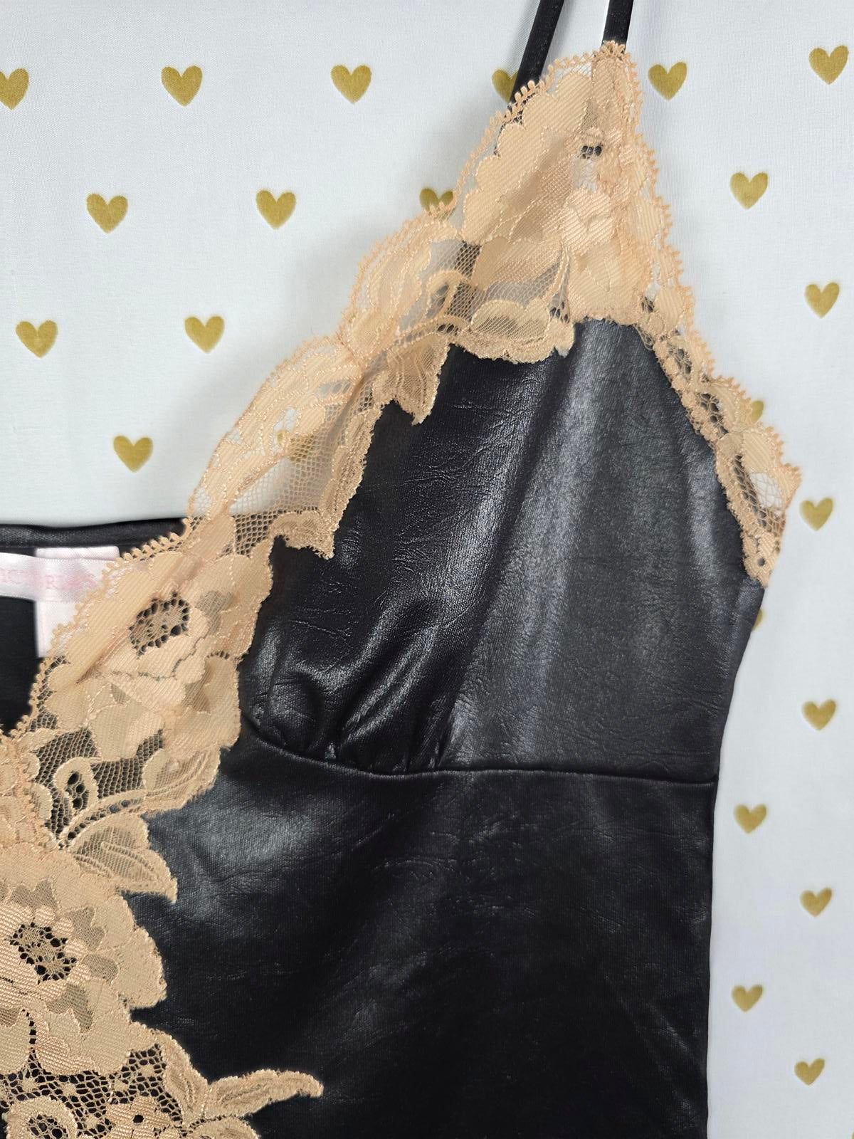 Victorias Secret RARE Faux Leather Sexy Slip Dress Nightie Lingerie Y2k SMALL