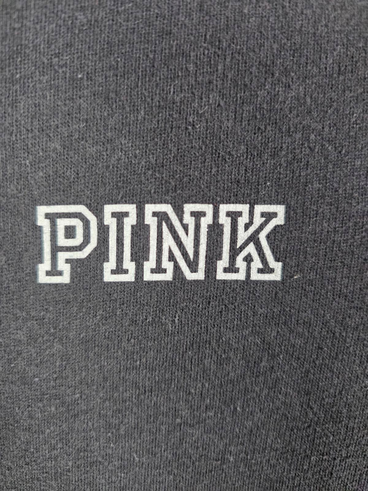 Victorias Secret Pink Bling Full Zip Hoodie Jacket Black Rhinestone Logo XS