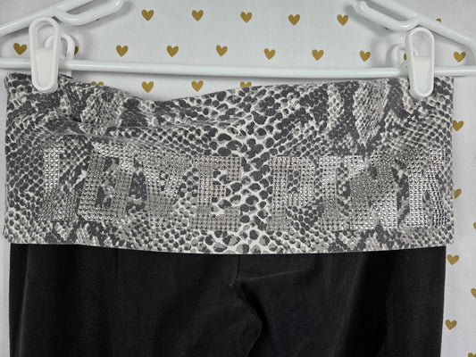 Victorias Secret PINK SNAKE PRINT BLING Yoga Pants FOLDOVERS Vintage Y2k SMALL