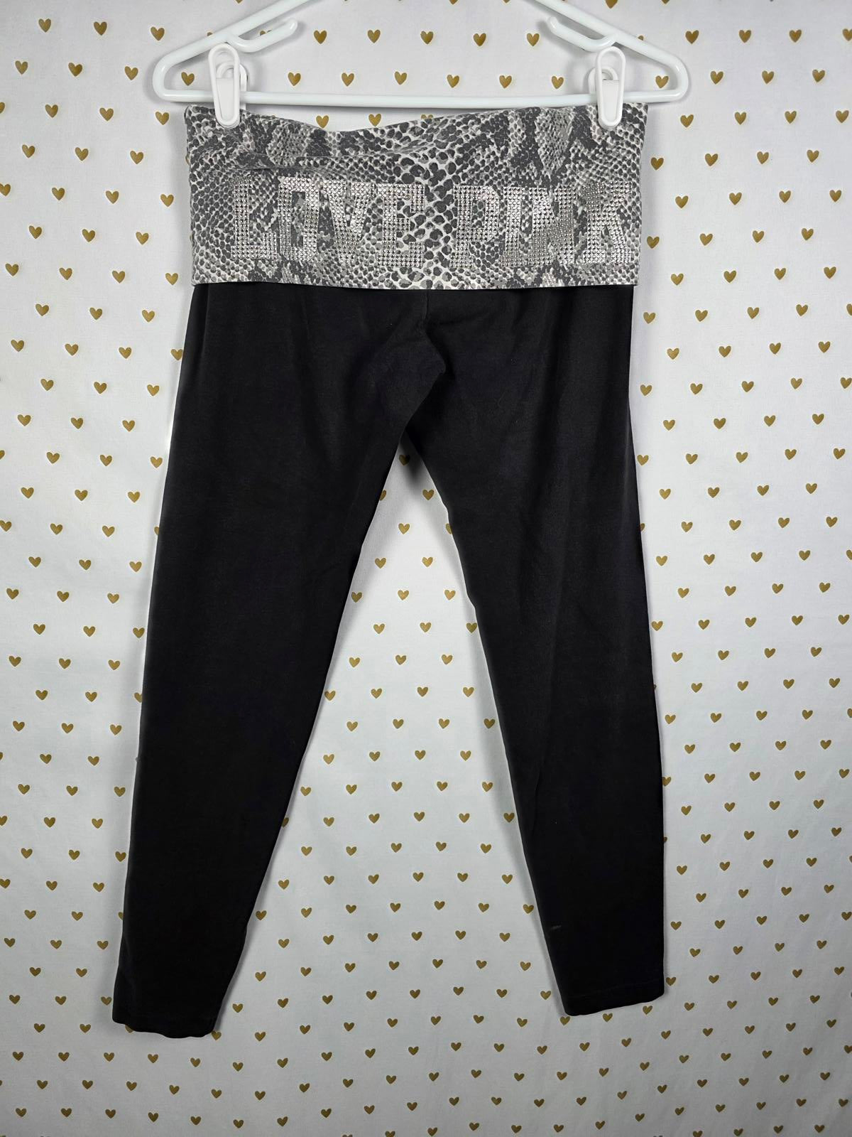 Victorias Secret PINK SNAKE PRINT BLING Yoga Pants FOLDOVERS Vintage Y2k SMALL