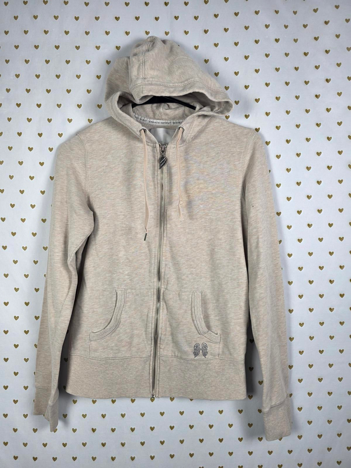 Victorias Secret WINGS Bling Hoodie Full Zip Beige Jacket SUPERMODEL ESSENTIALS