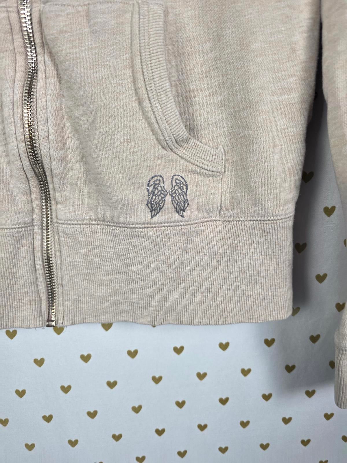 Victorias Secret WINGS Bling Hoodie Full Zip Beige Jacket SUPERMODEL ESSENTIALS