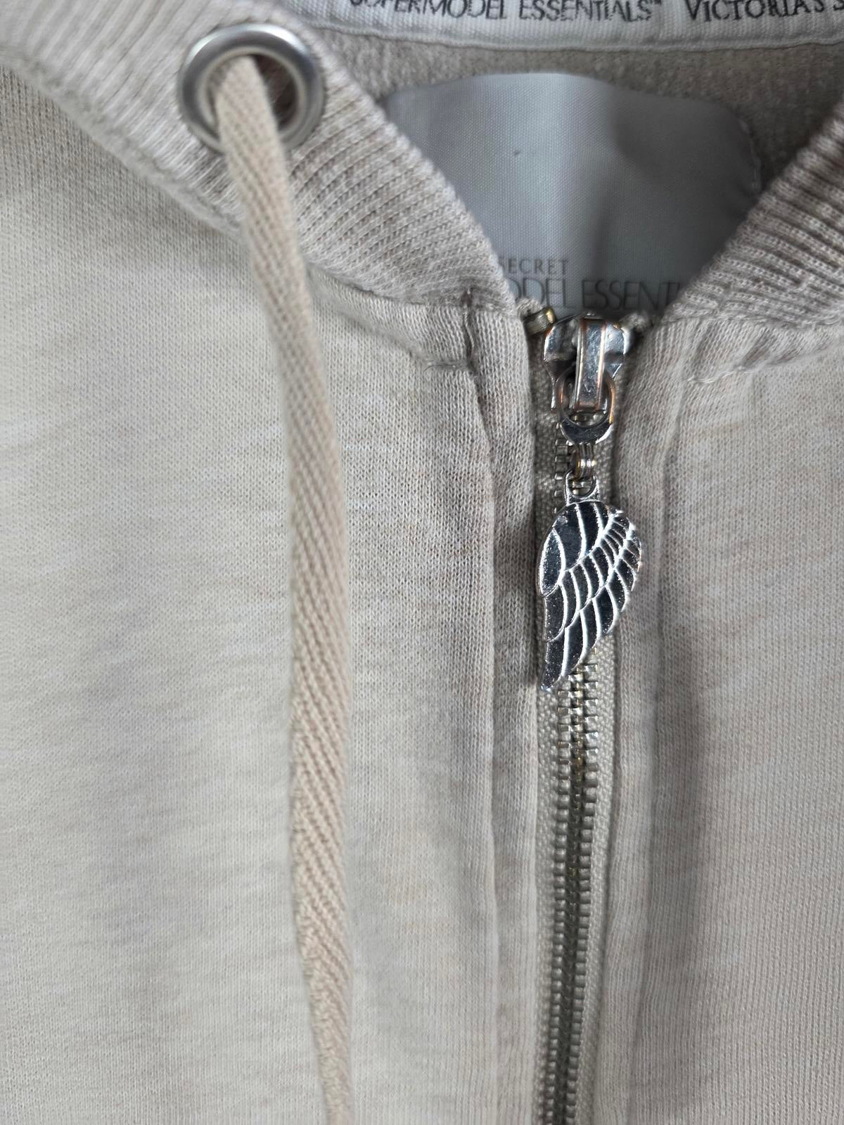 Victorias Secret WINGS Bling Hoodie Full Zip Beige Jacket SUPERMODEL ESSENTIALS
