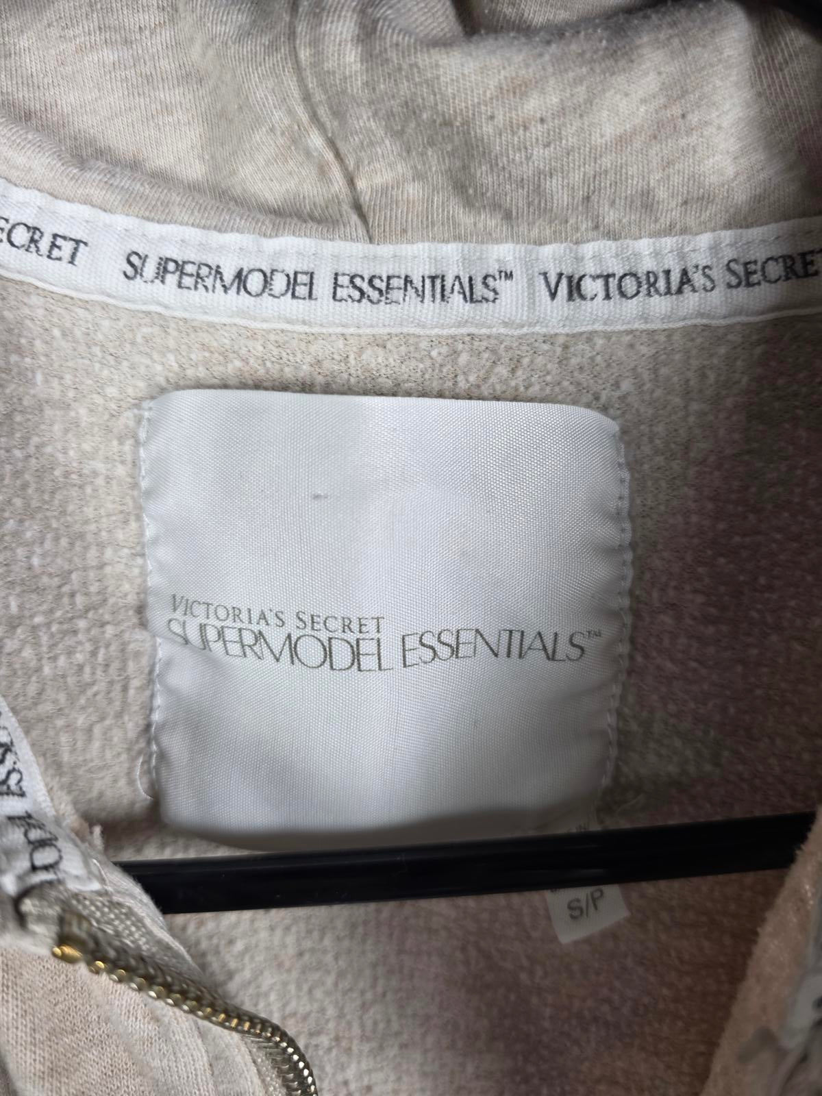 Victorias Secret WINGS Bling Hoodie Full Zip Beige Jacket SUPERMODEL ESSENTIALS