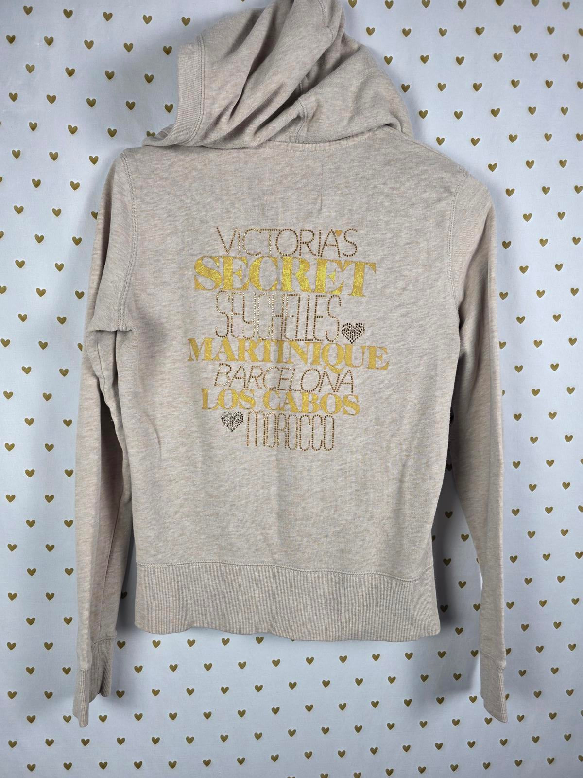 Victorias Secret WINGS Bling Hoodie Full Zip Beige Jacket SUPERMODEL ESSENTIALS
