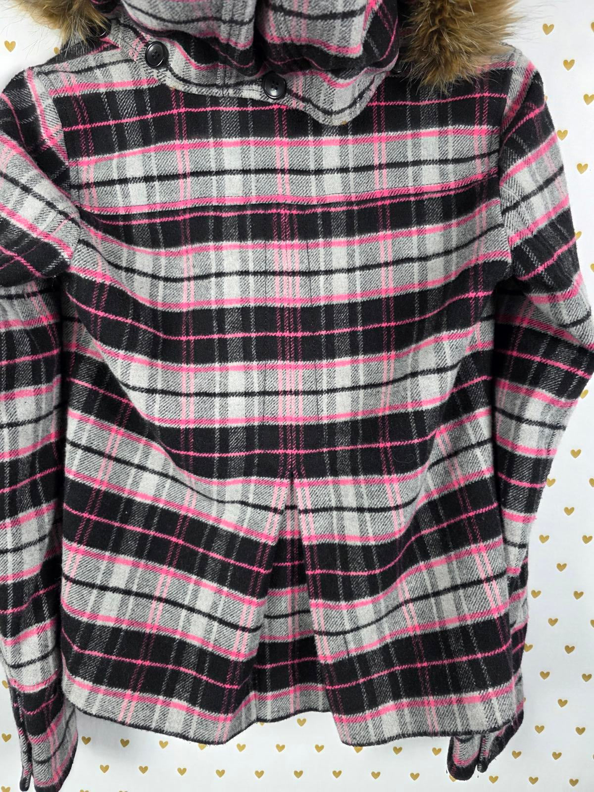Victorias Secret Pink GRAIL Plaid Wool Parka Jacket Double Breasted SMALL HTF