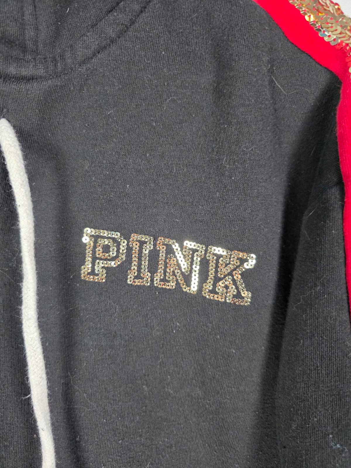 Victorias Secret Pink BLING Special Edition ROSE Sequined Hoodie Sweater Small