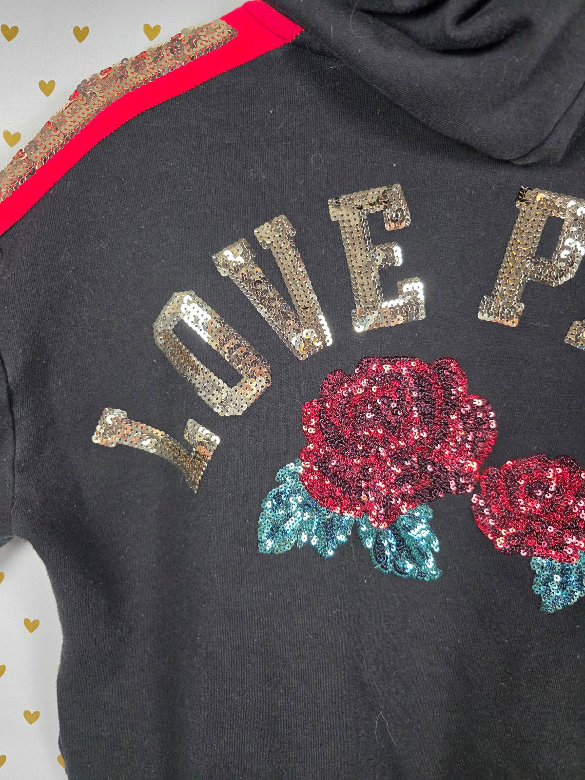 Victorias Secret Pink BLING Special Edition ROSE Sequined Hoodie Sweater Small