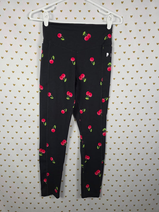 Victorias Secret PINK ULTIMATE pocket leggings Yoga CHERRIES Sport Ankle Small