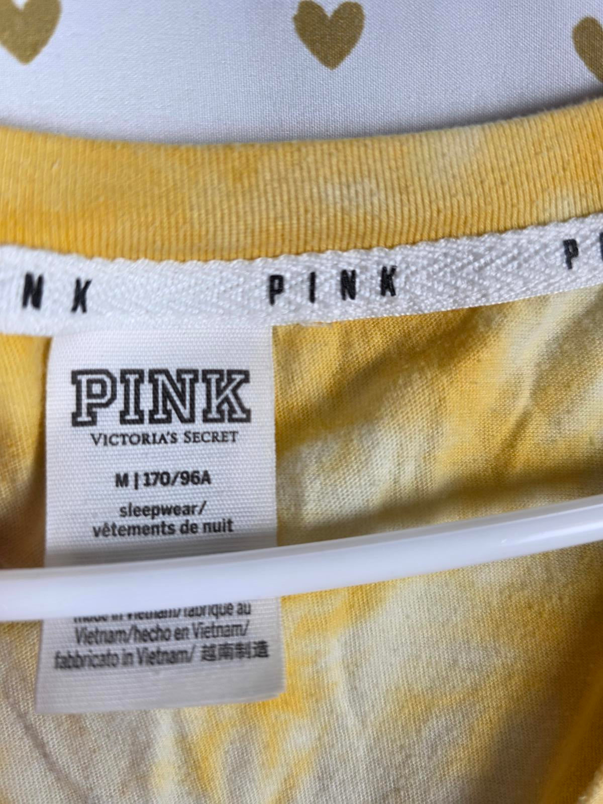 Victorias Secret PINK Yellow Tye Dye Tee shirt Medium