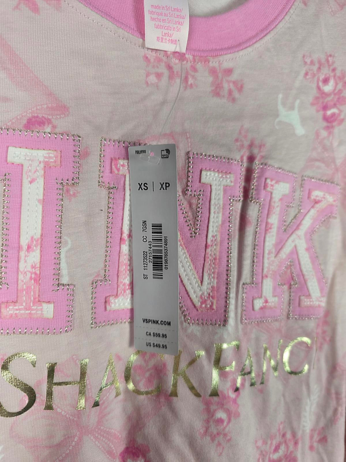 Victorias Secret PINK LOVESHACKFANCY NEW Floral Campus Tee NWT XS LOVESHACK