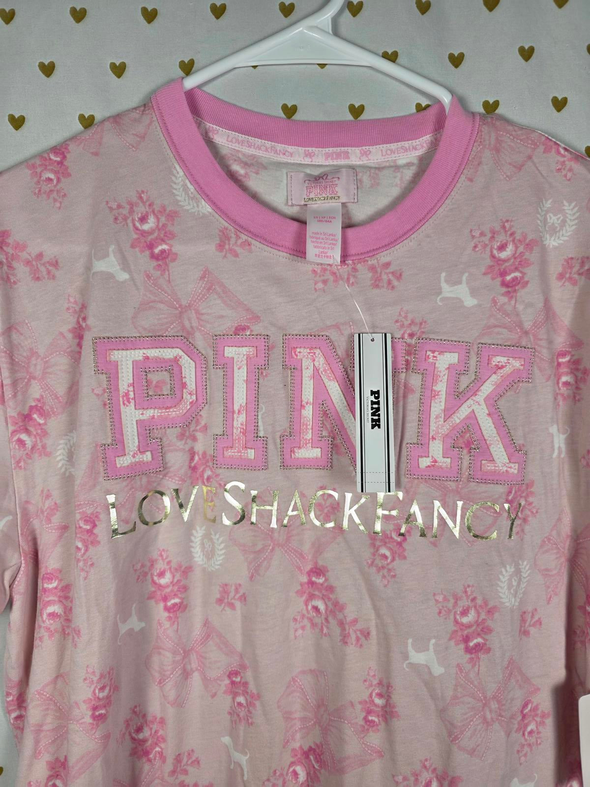 Victorias Secret PINK LOVESHACKFANCY NEW Floral Campus Tee NWT XS LOVESHACK