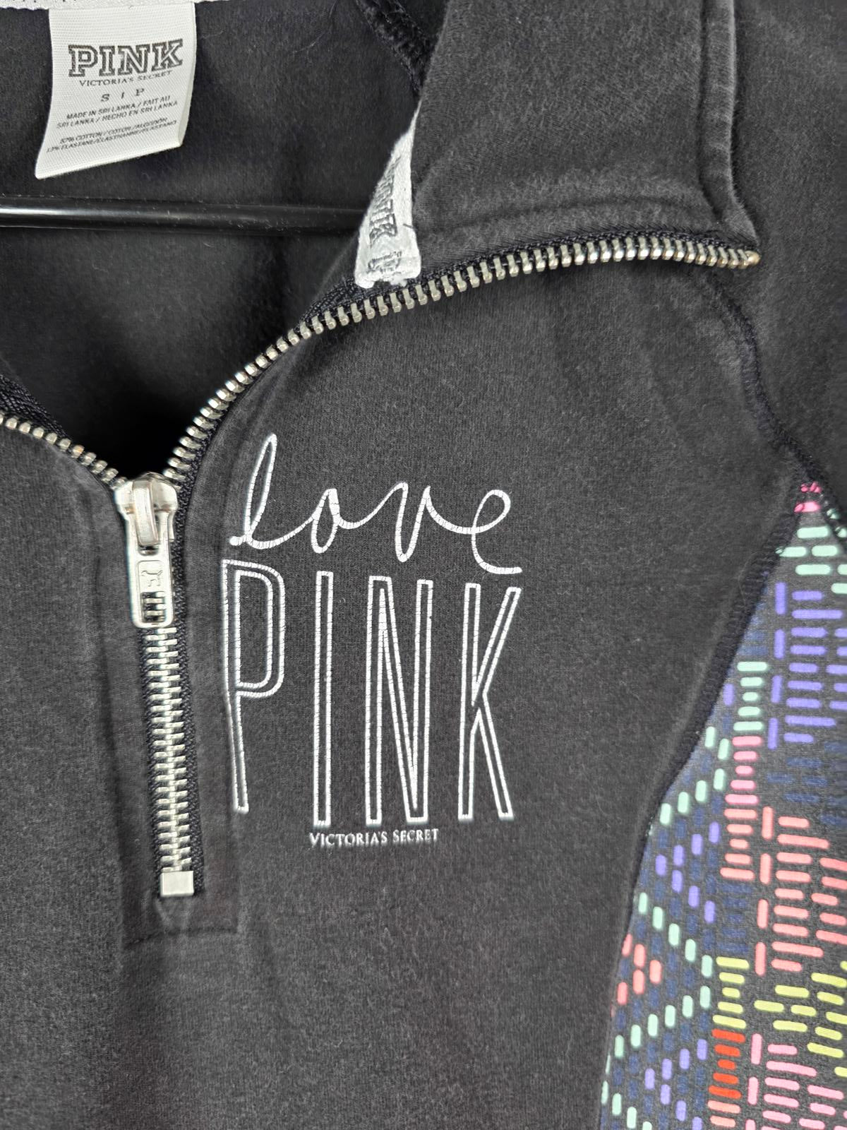 Victorias Secret Pink Rare Quarter Sleeve Geometric Logo Sweater Shirt Small