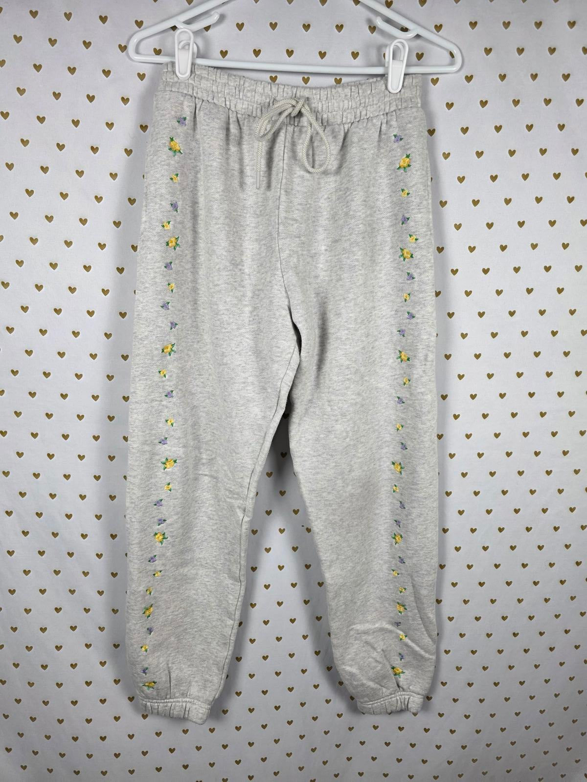 Victorias Secret PINK Embroidered Joggers Sweats FLORAL Sweatpants XS