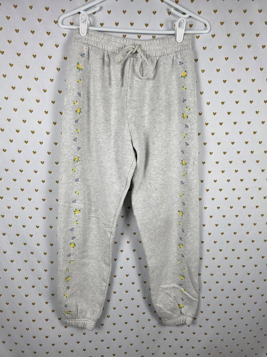 Victorias Secret PINK Embroidered Joggers Sweats FLORAL Sweatpants XS