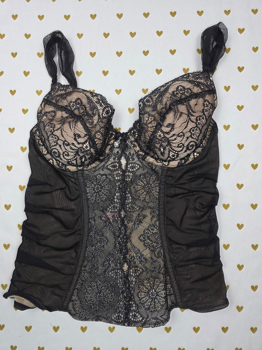 SEXY LITTLE THINGS Vintage Bustier Push Up Corset Top 34B Black