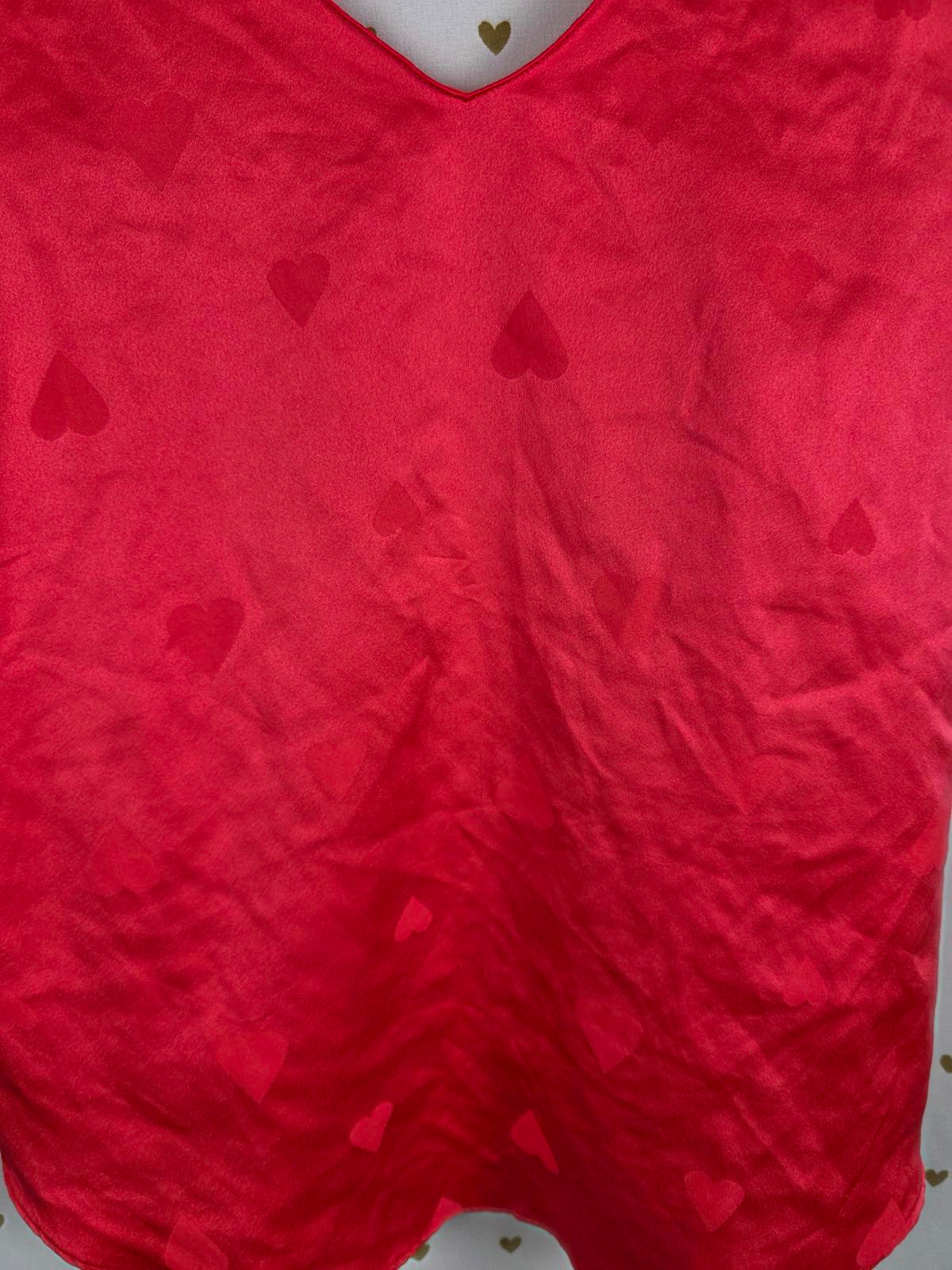 Victorias Secret PINK SATIN HEARTS Tank Top Silky Cami Babydoll XL