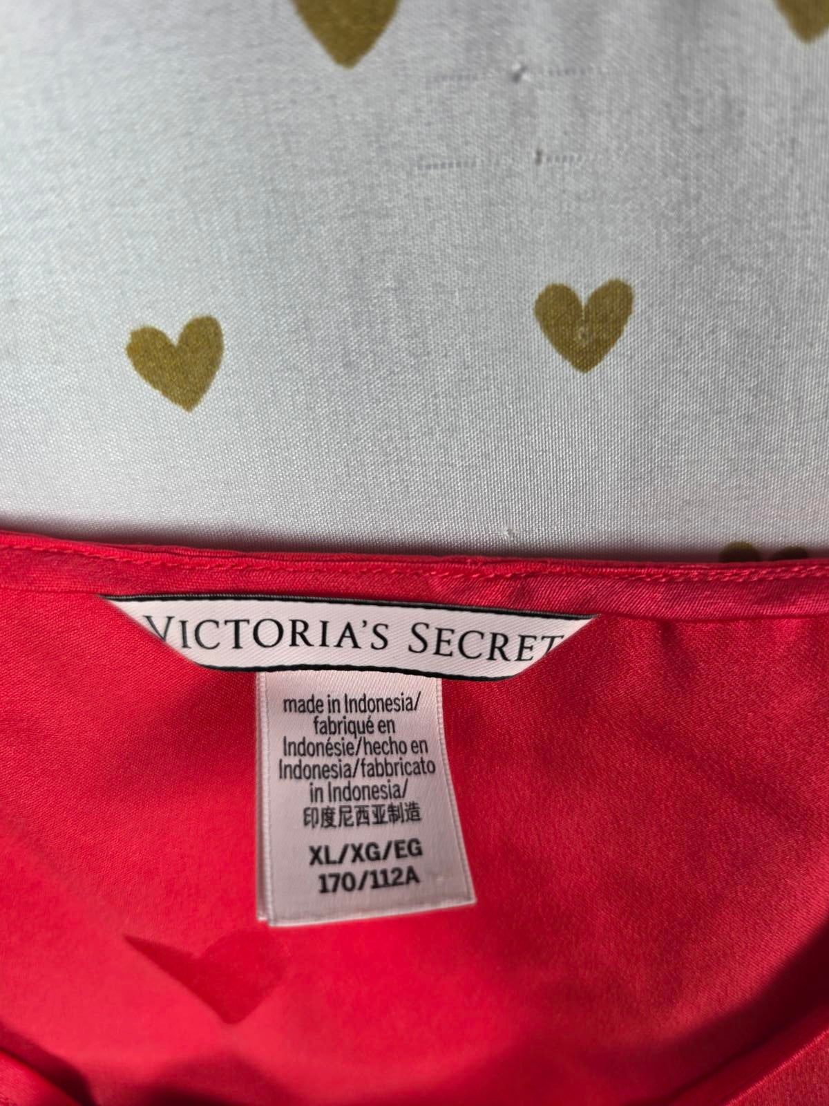 Victorias Secret PINK SATIN HEARTS Tank Top Silky Cami Babydoll XL