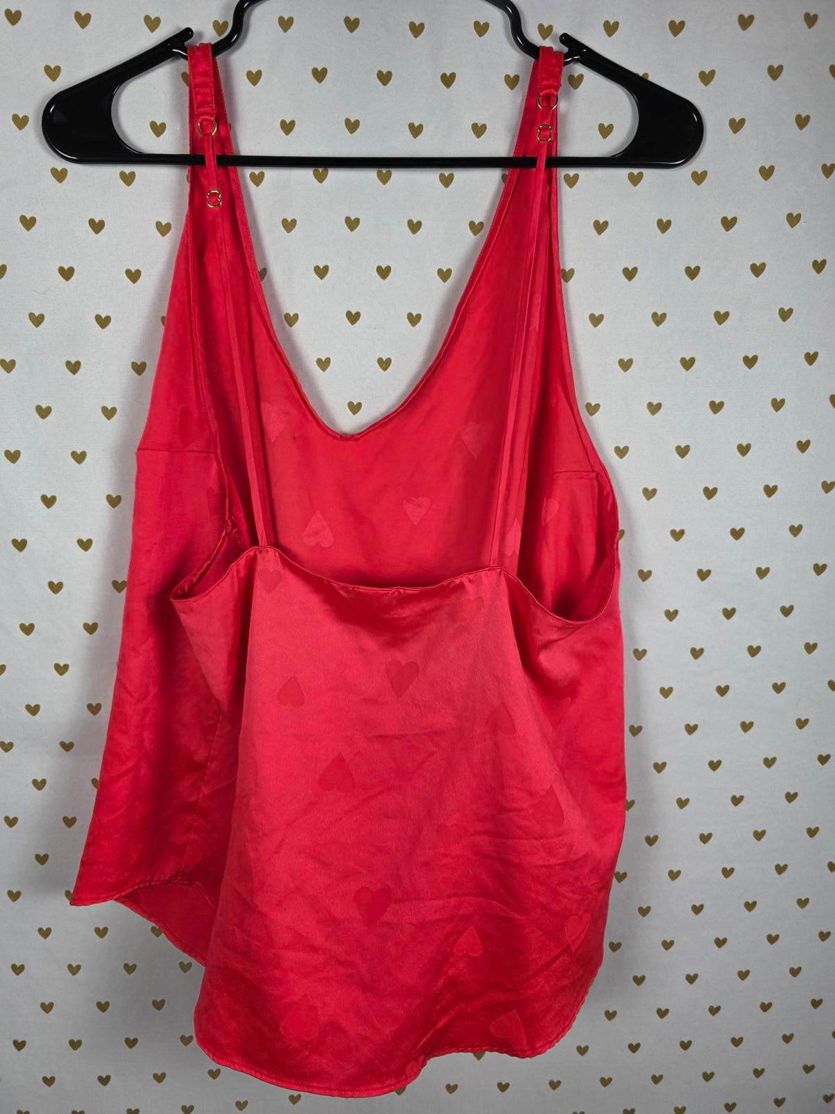 Victorias Secret PINK SATIN HEARTS Tank Top Silky Cami Babydoll XL