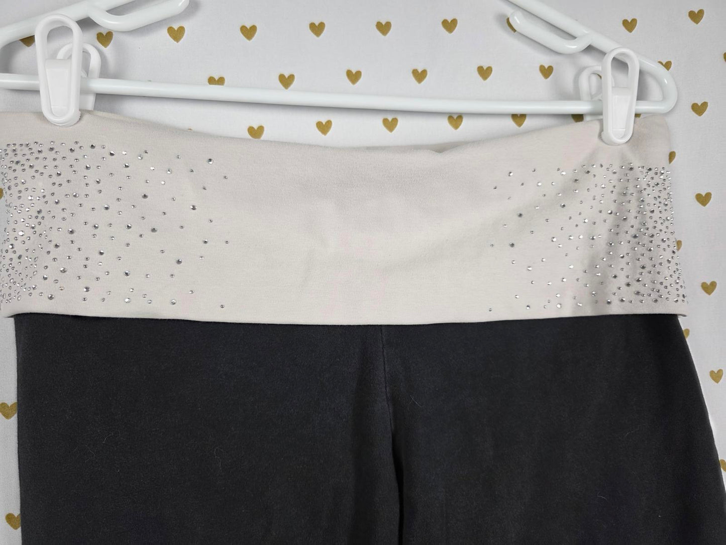 Victorias Secret PINK BLING Studded FOLDOVER Yoga Pants Y2k Large Capri