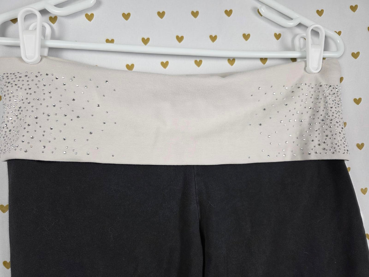 Victorias Secret PINK BLING Studded FOLDOVER Yoga Pants Y2k Large Capri