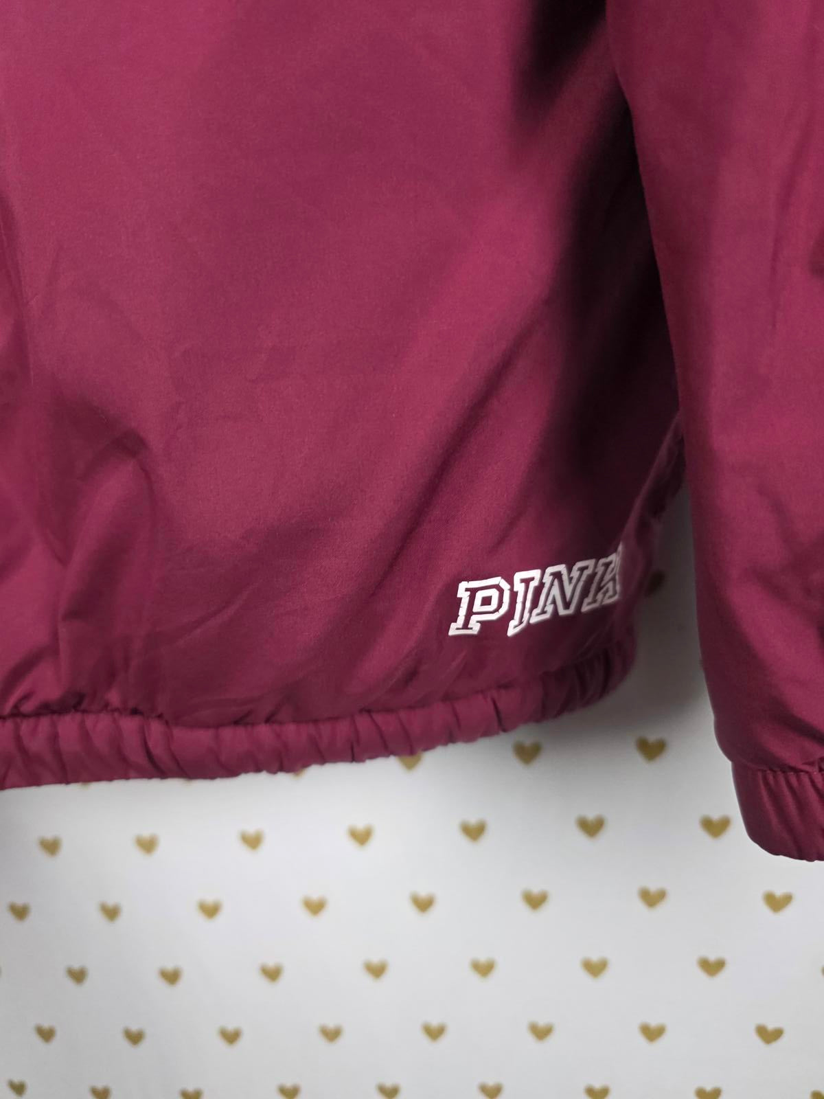 Victorias Secret Pink Sherpa Lined WINDBREAKER Jacket Full zip XS SMALL
