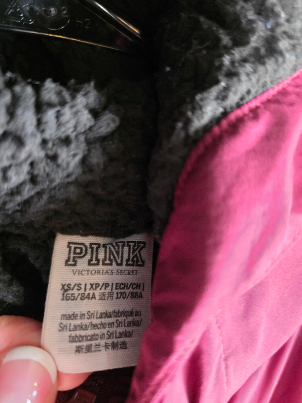 Victorias Secret Pink Sherpa Lined WINDBREAKER Jacket Full zip XS SMALL