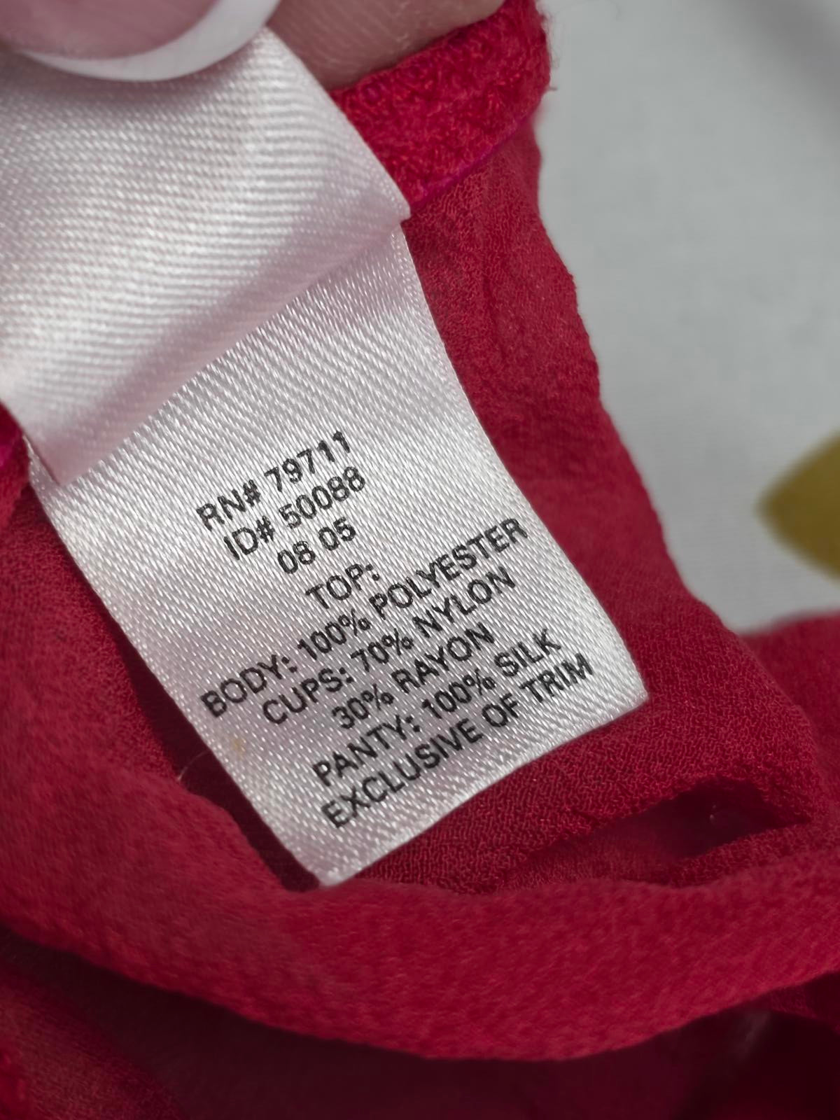 Victorias Secret Red VINTAGE SILK Babydoll Lingerie Nightie SET Thong 34B SMALL