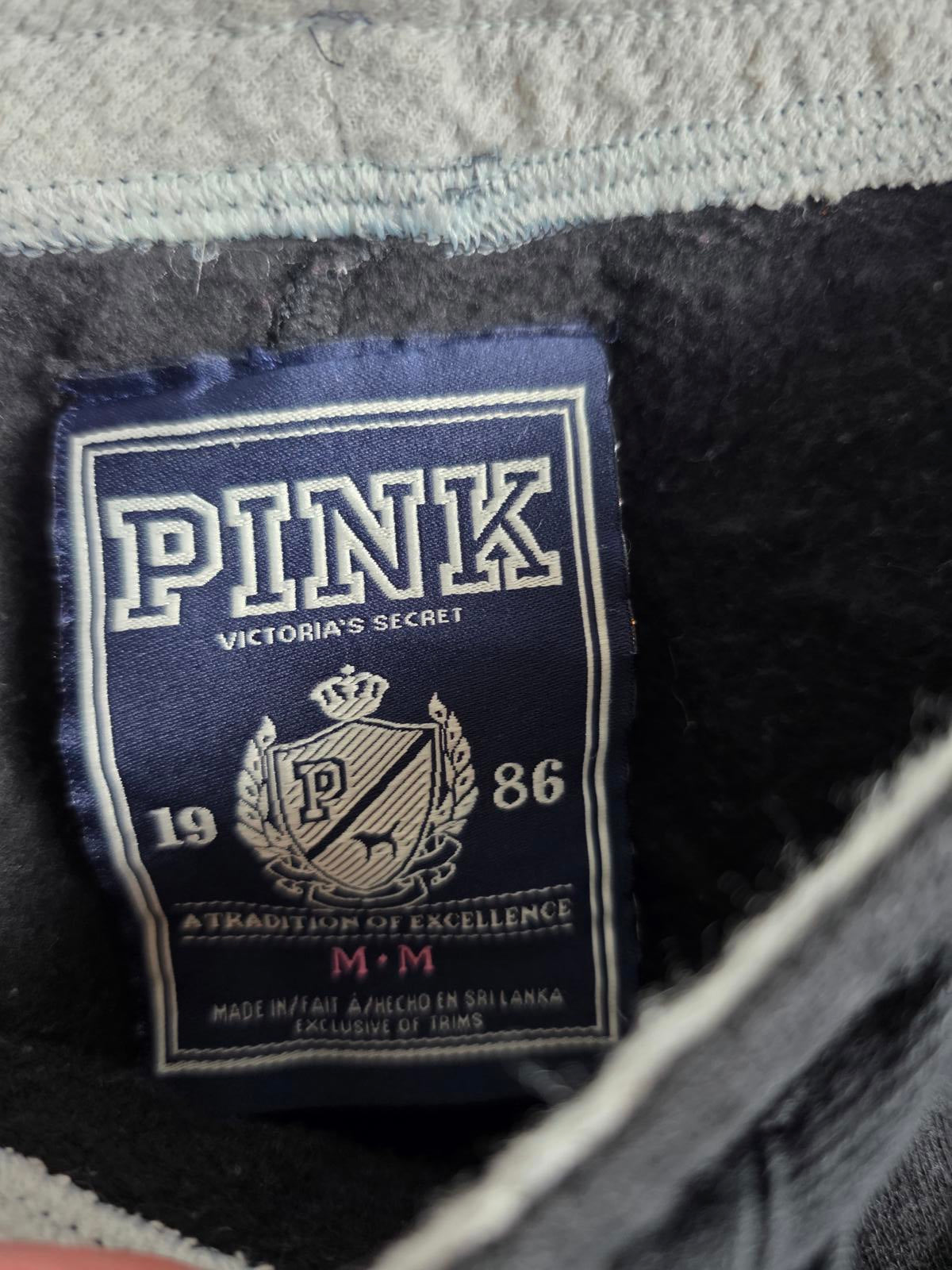 Victorias Secret Pink RARE BLING Jeweled SET Hoodie Sweats Logo Butt Gems MEDIUM